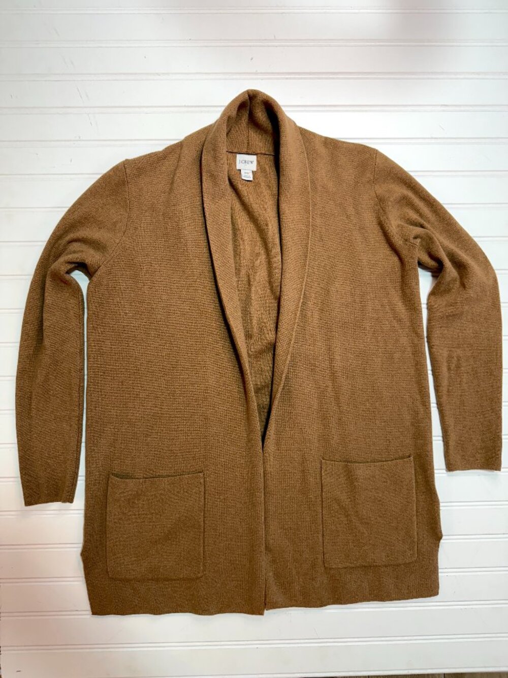J.Crew Factory Heather Camel Chelsea Sweater Blazer Cardigan Petite Small 100% C - Picture 2 of 7